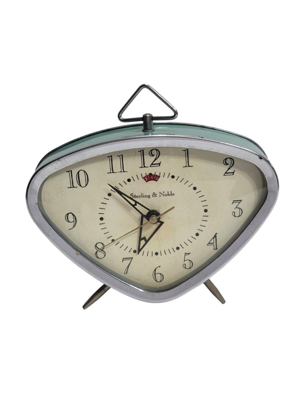 Vintage Style Sterling & Noble MCM Tabletop Clock Green Silver Retro Atomic